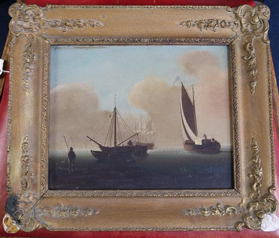 Dutch School c.1800 Shipping on a calm sea 8.25 x 10in.